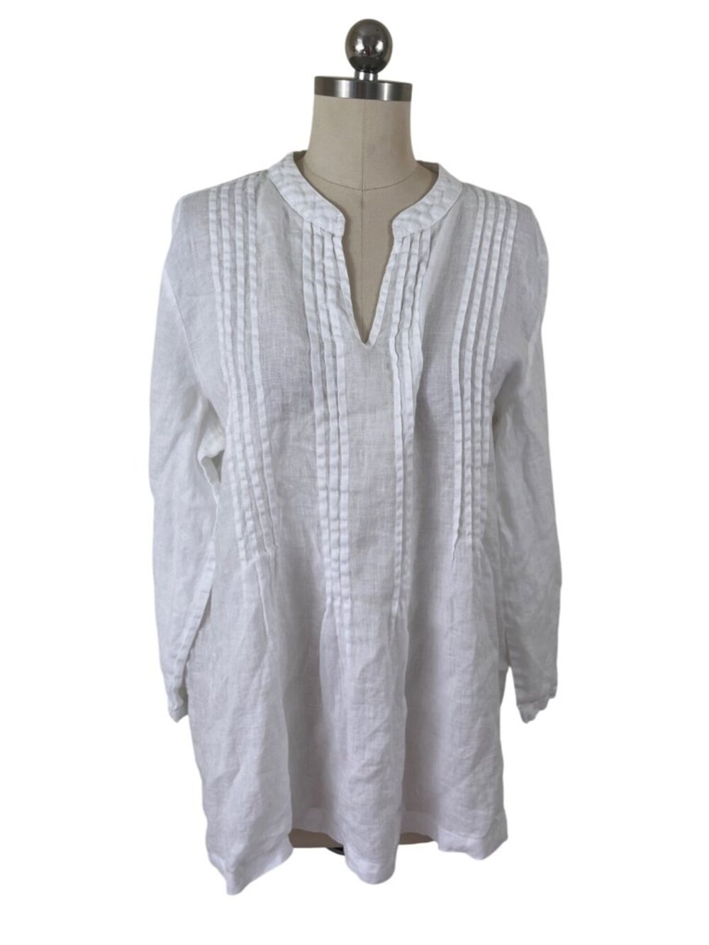 JM Collection Lagenlook Linen Tunic Top Womens Large Pintuck Coastal Grandmother